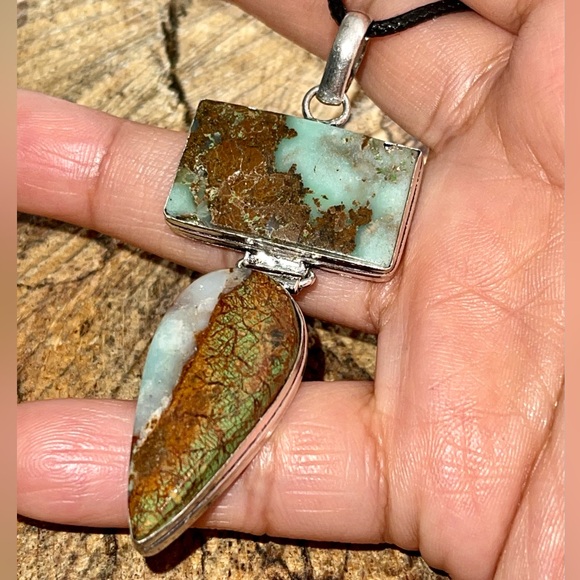 Yellow Green Chrysoprase Pendant 3” - Picture 5 of 13